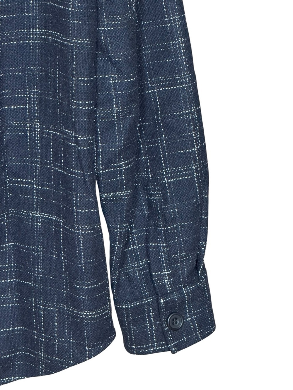 COS Navy Blue Wool Blend Grid Overshirt Jacket Relaxed Fit Size TP US XS S - Picture 5 of 11
